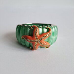 New Angelique De Paris gold plated starfish green bangle bracelet.